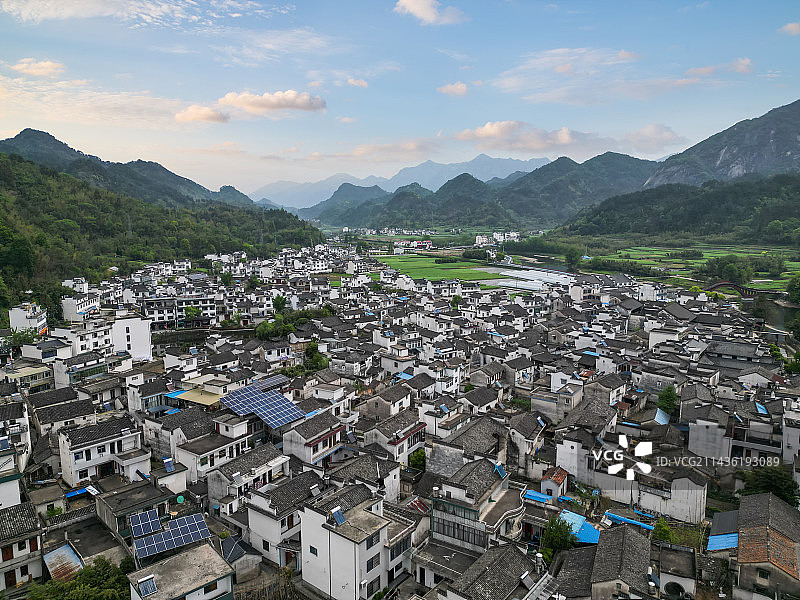 无人机航拍安徽宣城绩溪龙川景区风光图片素材