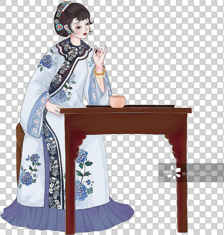 下棋的女孩图片素材