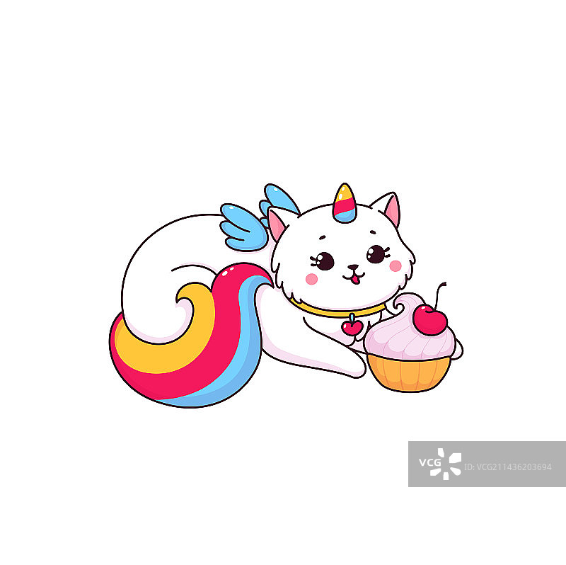 卡通可爱猫角兽纸杯蛋糕图片素材