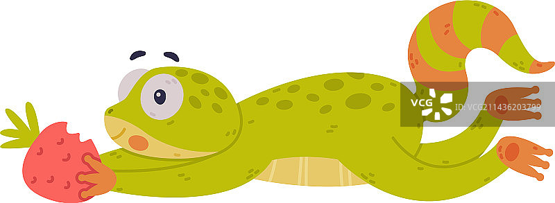 凸眼绿色壁虎角色图片素材