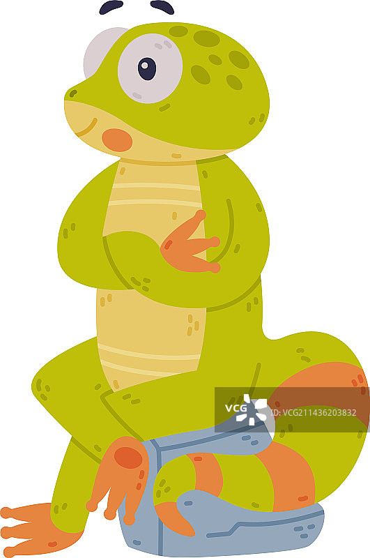 凸眼绿色壁虎角色图片素材