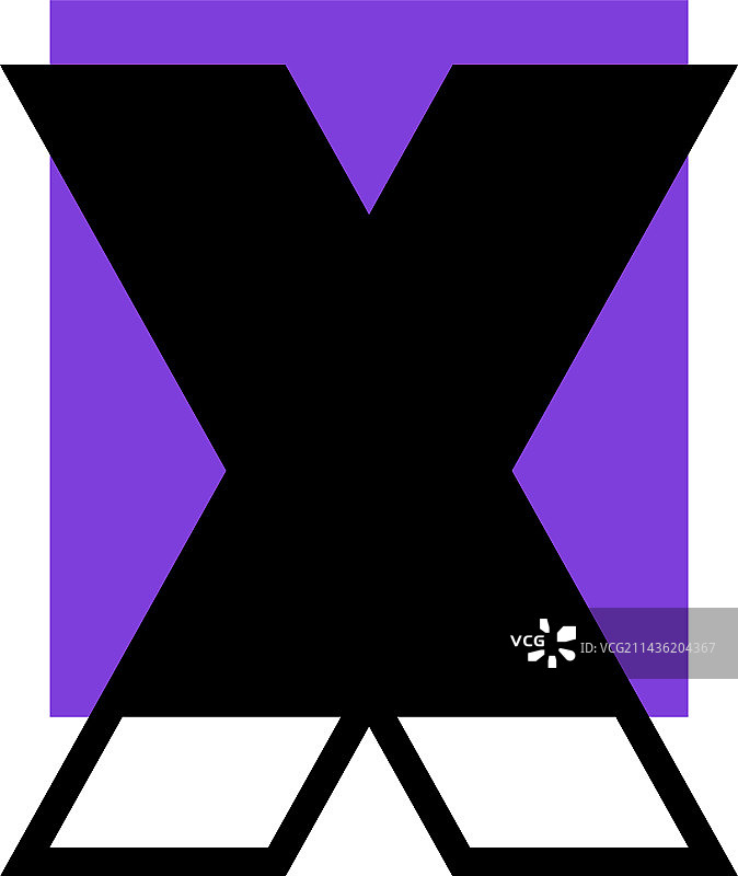 紫色矩形字母X图片素材