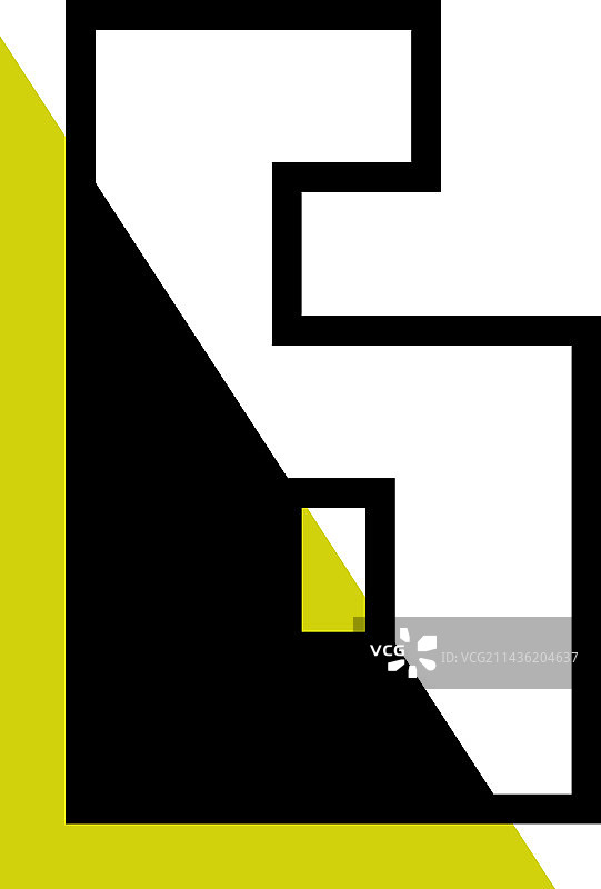 带有绿色三角形的数字6图片素材