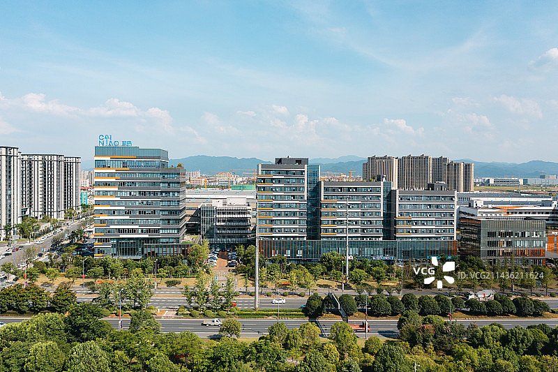 浙江省金华市金义都市区菜鸟总部航拍图片素材
