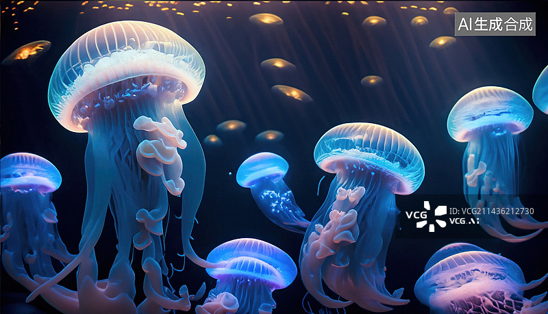 【AI数字艺术】梦幻水母图片素材