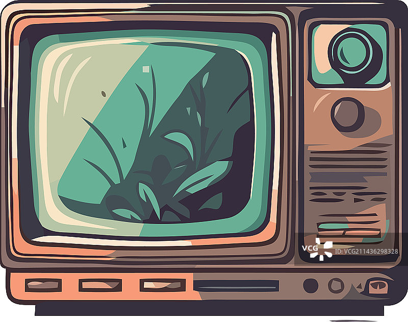 破损的古董电视机单物设计图片素材