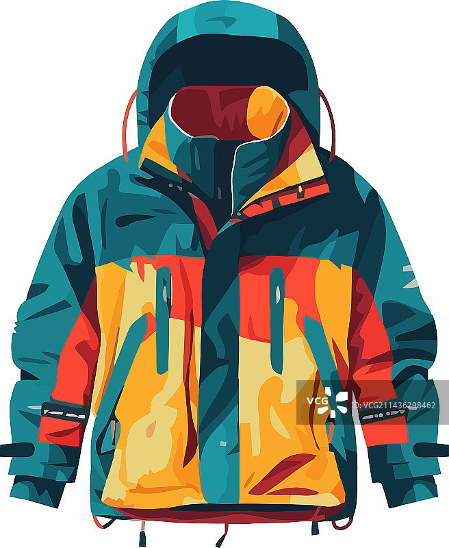 雪地设备上的黄色夹克图片素材