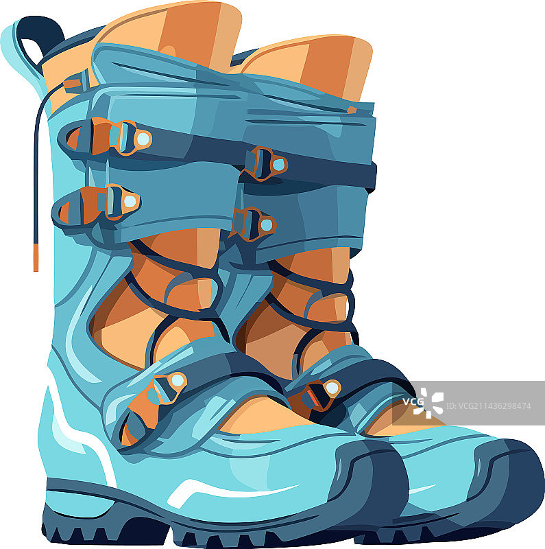 蓝色冬季徒步运动鞋设计图片素材
