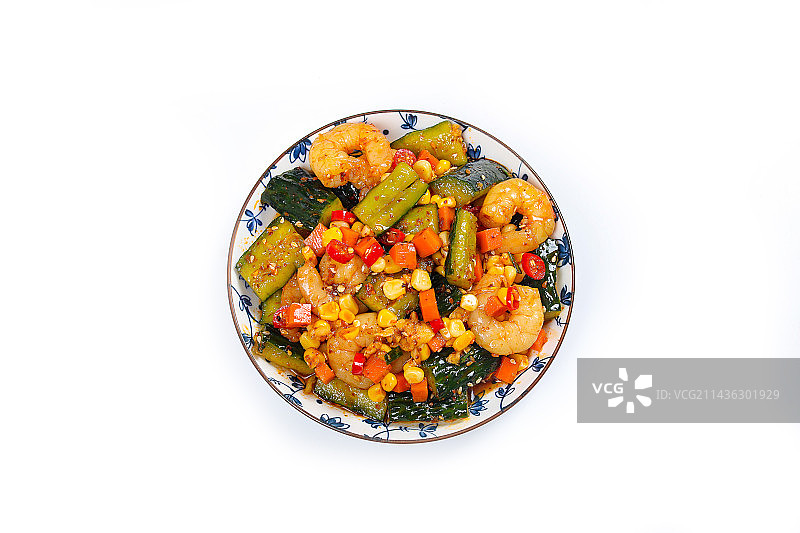 开胃爽口凉菜凉拌虾仁黄瓜图片素材