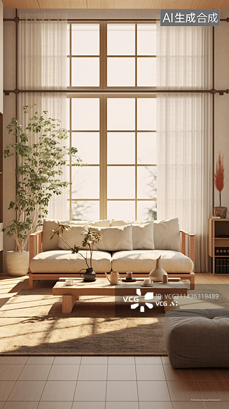 【AI数字艺术】公寓内部现代客厅空间和背景-3d渲染背景图片素材