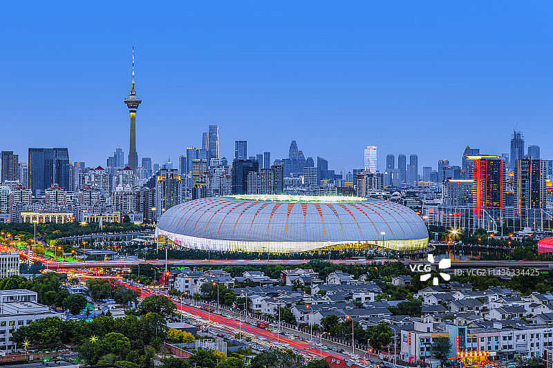 天津奥体中心的夜景图片素材