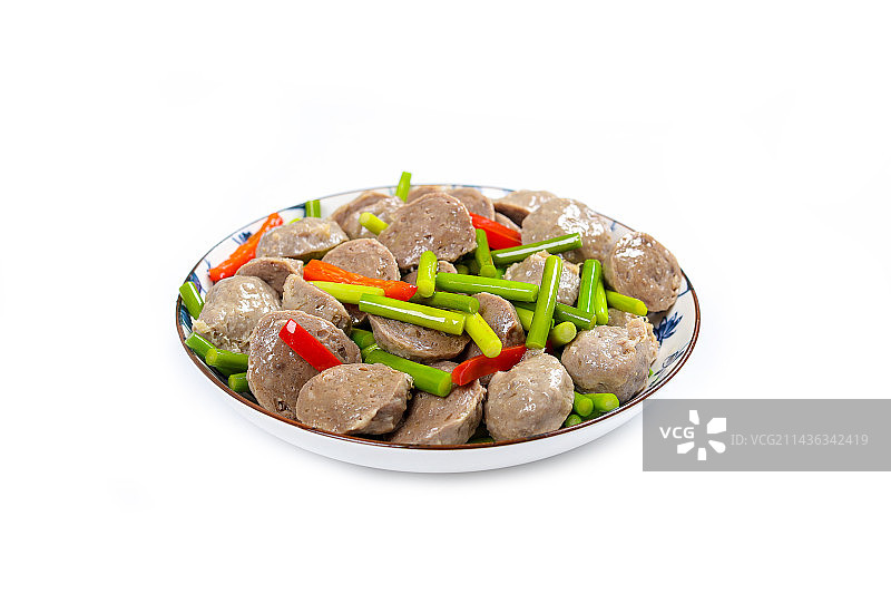 特色农家菜蒜薹炒牛肉丸图片素材
