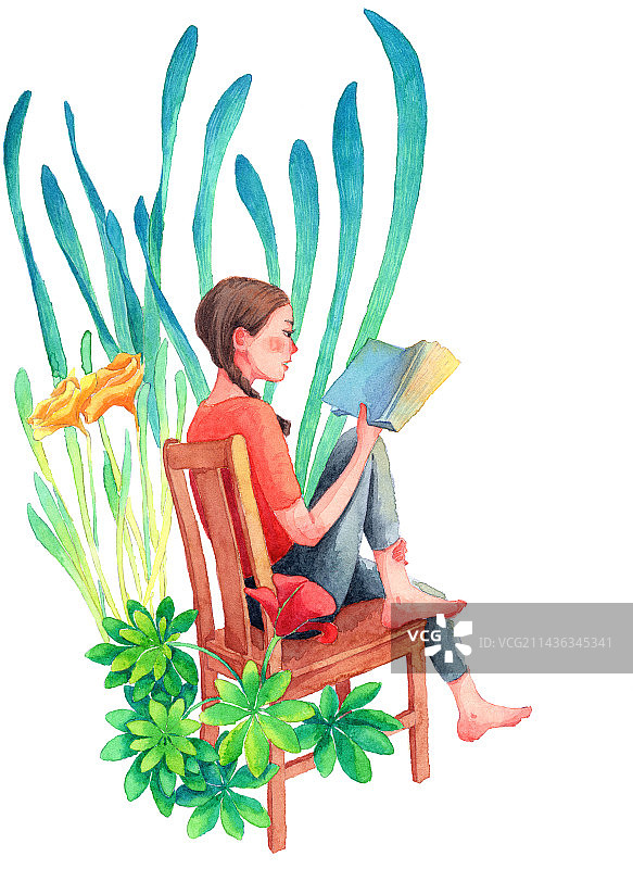 看书的女孩图片素材