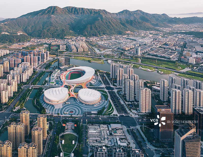 航拍温州市瓯海区体育馆图片素材