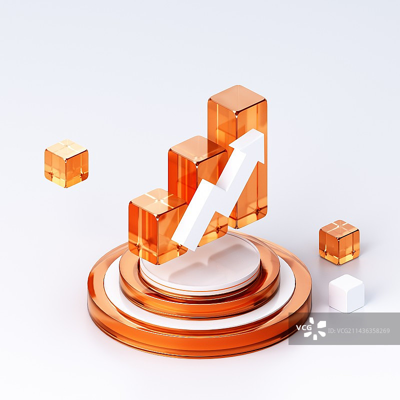 3D渲染的商务玻璃图标图片素材