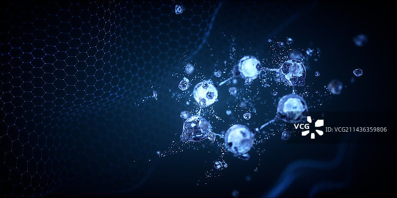 3D渲染的微观世界里的分子结构图片素材