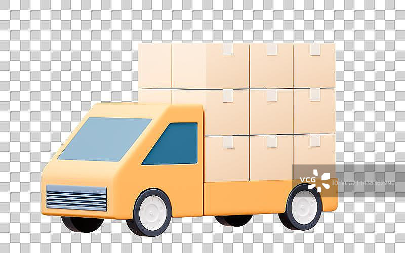 货车与货物运输3D渲染图片素材