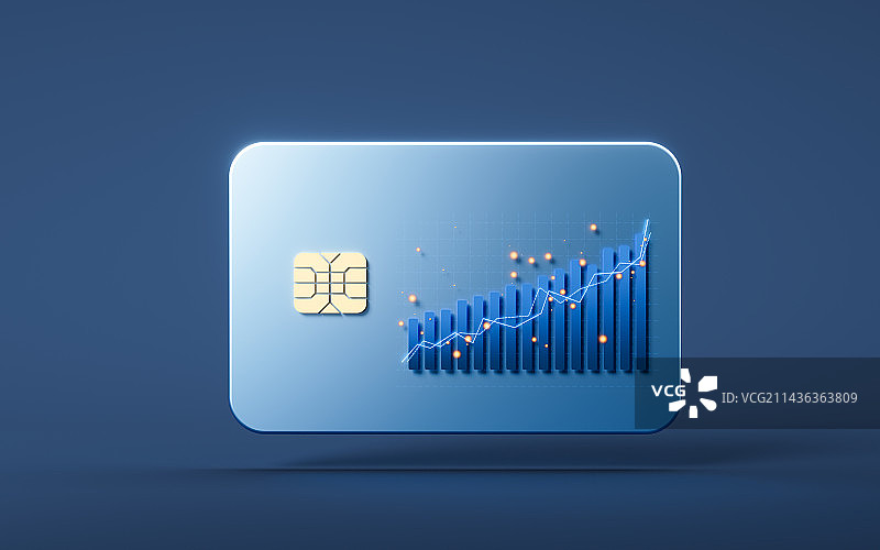 银行卡与金融理财概念3D渲染图片素材