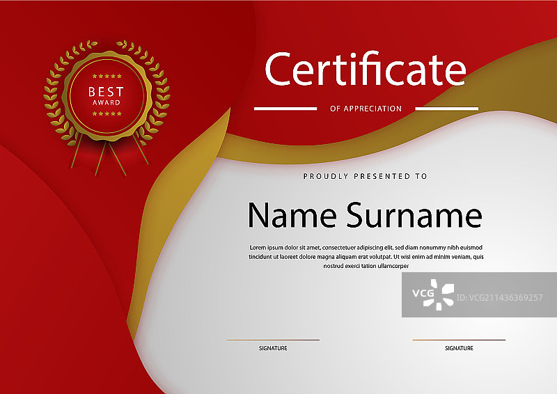 现代优雅的红金色毕业证书图片素材