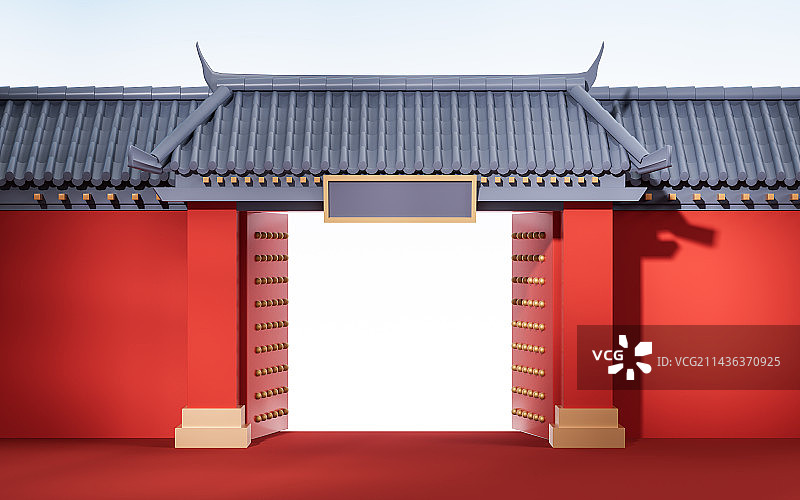 中国风古风大门3D渲染图片素材