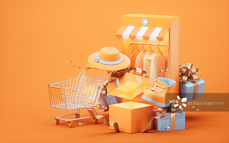 电商服装店铺3D渲染图片素材