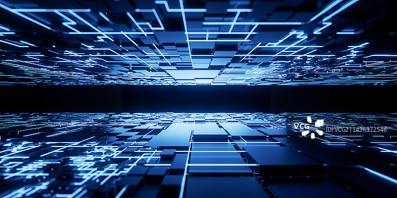 立方体科技感材料背景3D渲染图片素材