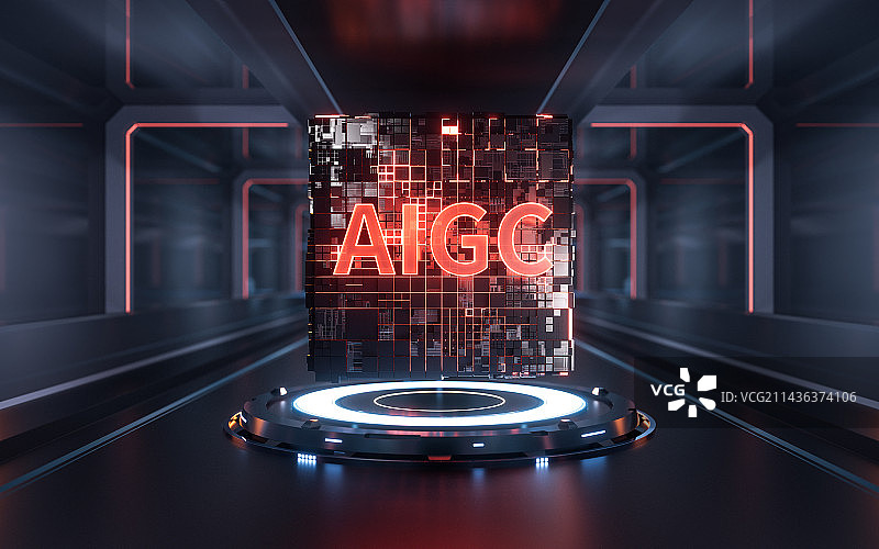 AIGC与科技感背景3D渲染图片素材