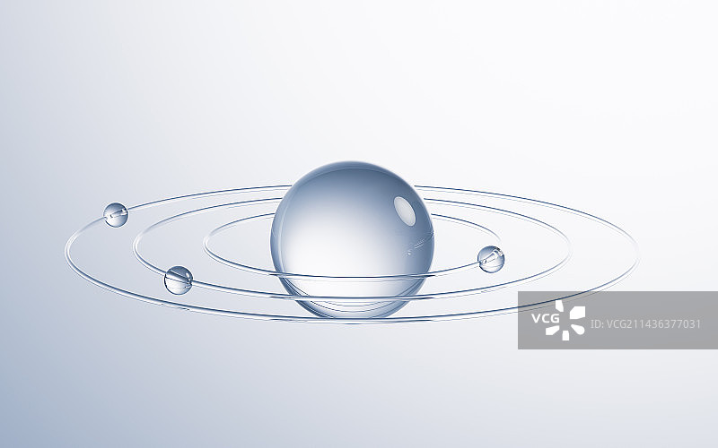透明球体与环绕线条3D渲染图片素材