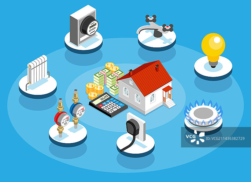 家庭公共设施2.5D概念图图片素材