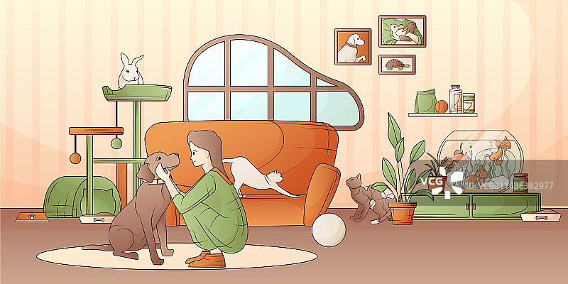 养宠物的女人图片素材