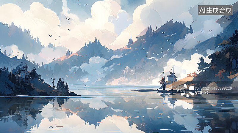 【AI数字艺术】日出时的海景图片素材