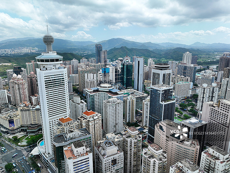 广东省深圳市罗湖区深南东路国贸片区东门老街航拍图片素材