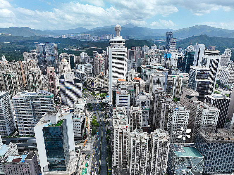 广东省深圳市罗湖区深南东路国贸片区东门老街航拍图片素材