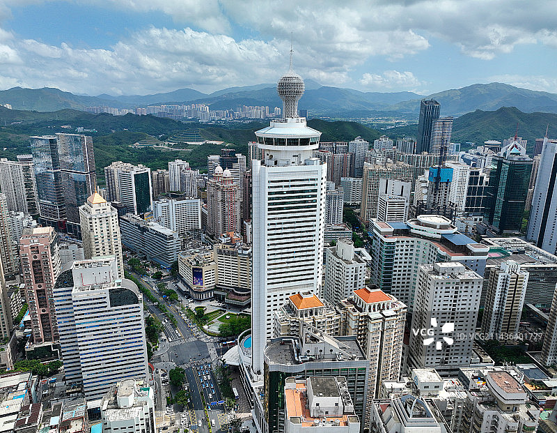 广东省深圳市罗湖区深南东路国贸片区东门老街航拍图片素材