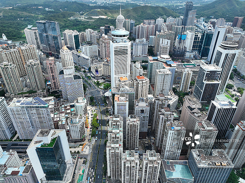 广东省深圳市罗湖区深南东路国贸片区东门老街航拍图片素材