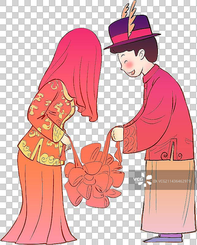 中式婚姻结婚的情侣元素图片素材