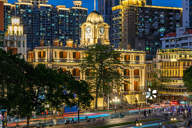 中国广州粤海关旧址夜景图片素材