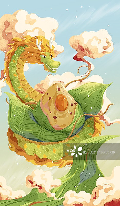 青龙粽子端午节插画图片素材