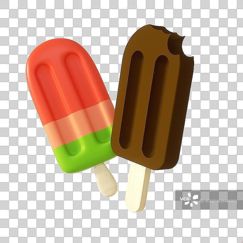 C4D建模夏季盛夏冰棍雪糕冰淇淋元素图片素材