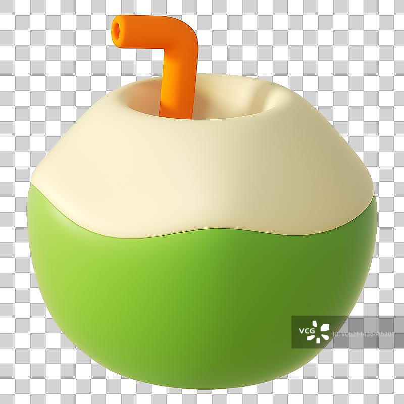 C4D建模夏天椰子椰汁图片素材