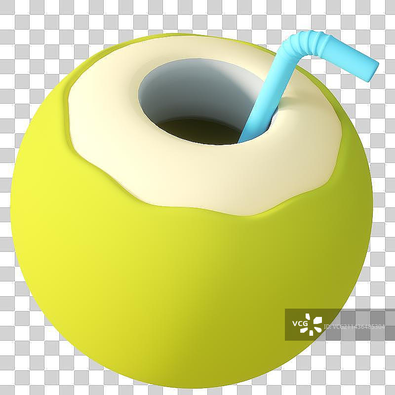 C4D建模夏天椰子椰汁图片素材