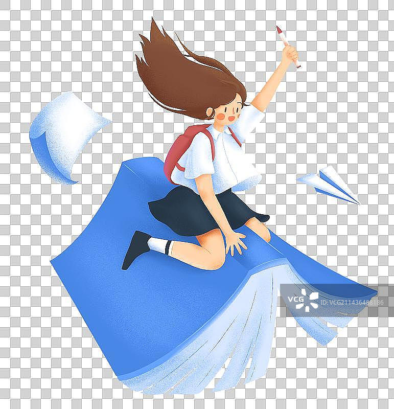 高考加油毕业季手绘中学生手绘插画图片素材