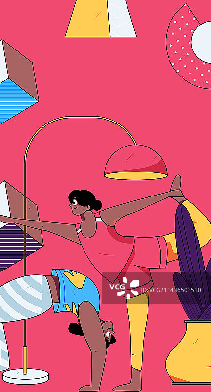 练习瑜伽身心健康扁平矢量人物概念运营手绘插画图片素材