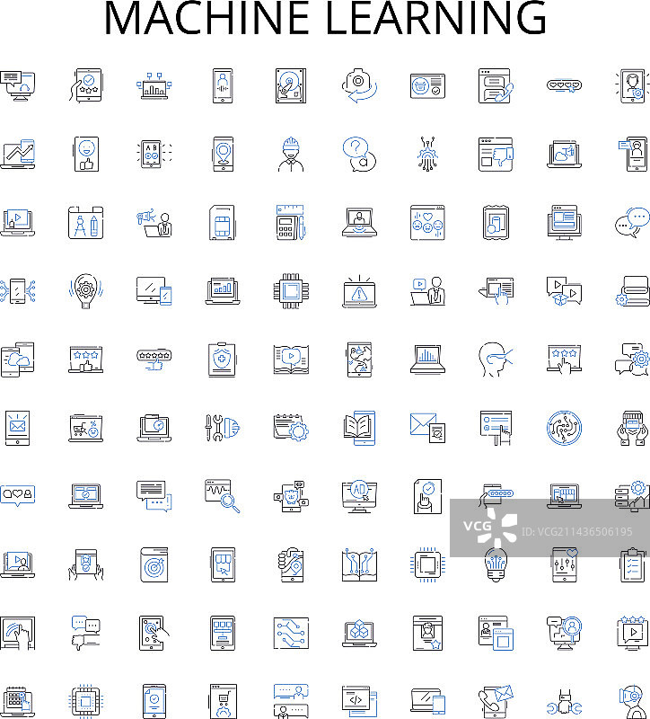 机器学习轮廓图标合集图片素材