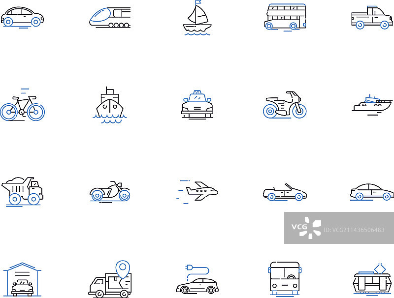 交通运输轮廓图标合集图片素材