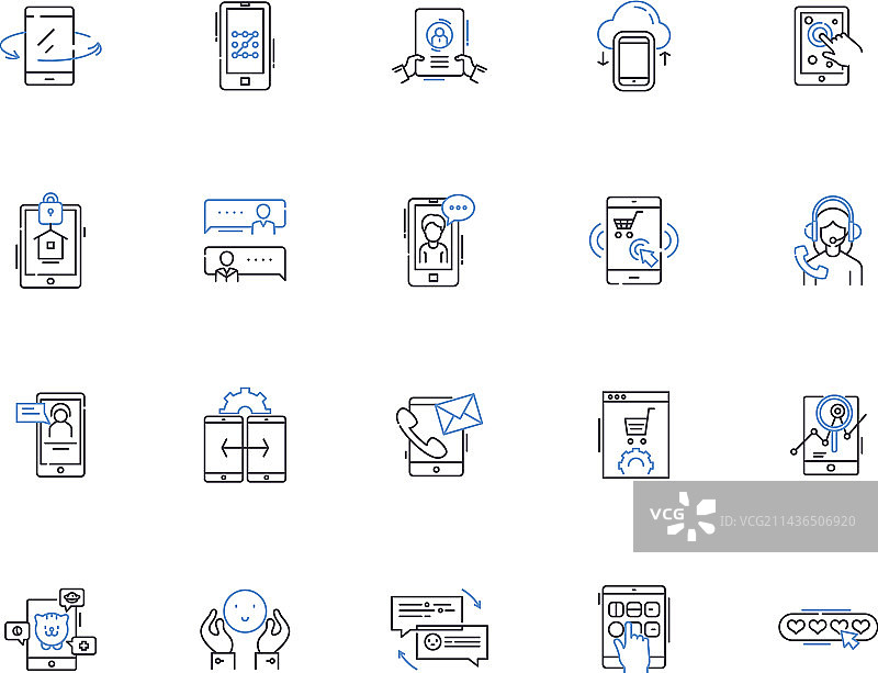 移动技术轮廓图标合集图片素材