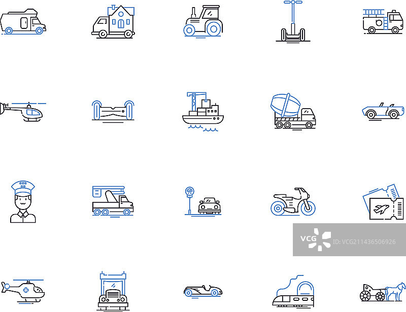 交通运输集合轮廓图标图片素材