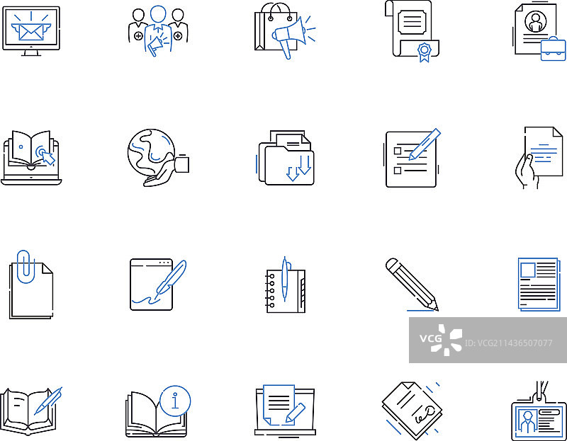 远程工作轮廓图标合集图片素材