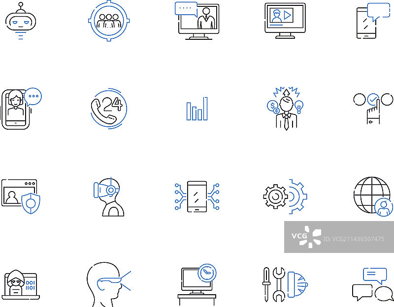 管理轮廓图标集图片素材