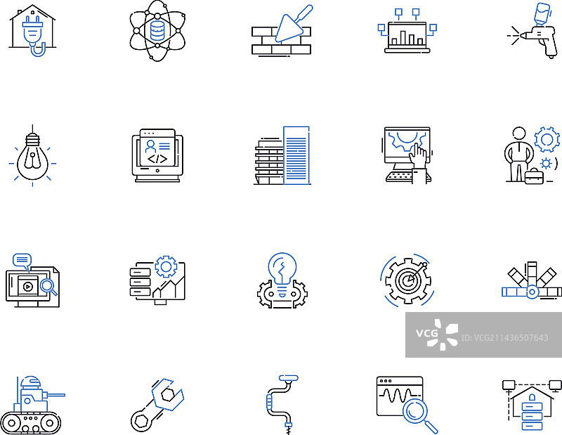 建筑工人轮廓图标合集图片素材